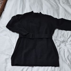& Other Stories Black Turtleneck Sweater Dress with Belt